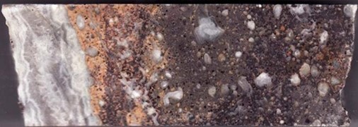 Prospect Valley Gold Property - Mineralized Zone with HW Amygdaloidal basalt with K-spar alteration